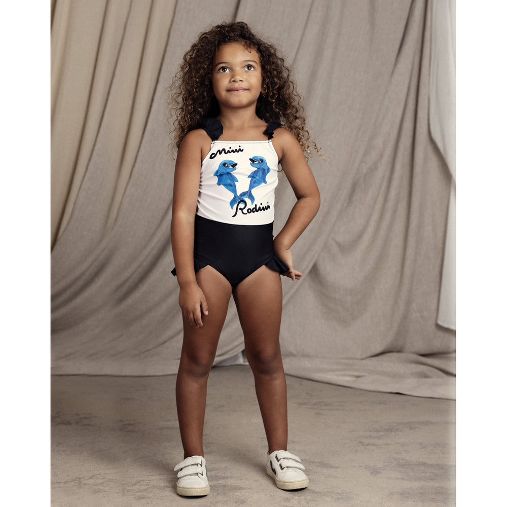 Dolphins Frill Swimsuit by Mini Rodini
