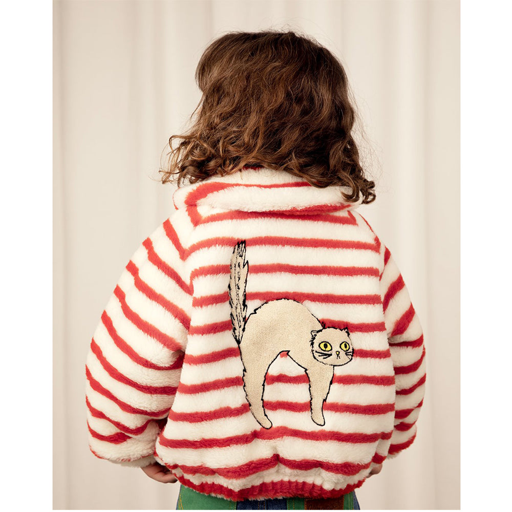 
            
                Load image into Gallery viewer, Angry Cat Stripe Faux Fur Jacket by Mini Rodini
            
        
