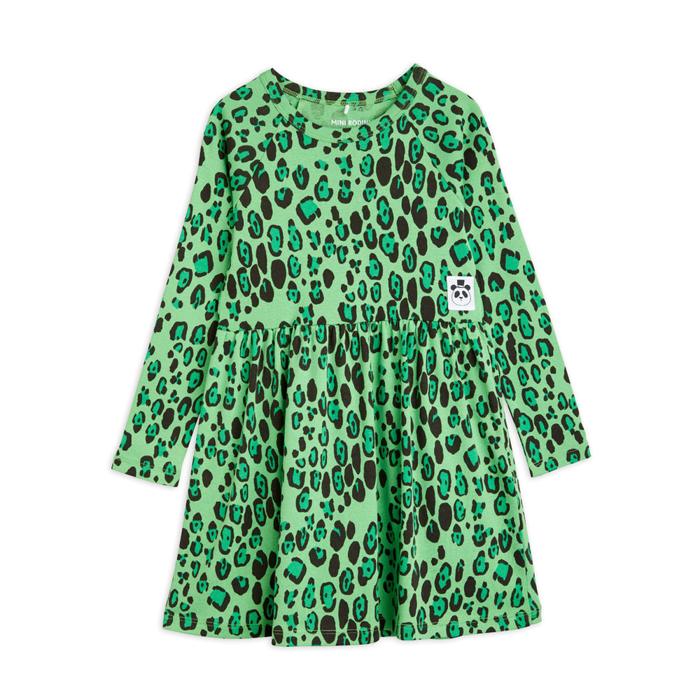 
            
                Load image into Gallery viewer, Green Leopard Long Sleeve Dress by Mini Rodini
            
        