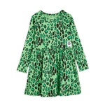 Green Leopard Long Sleeve Dress by Mini Rodini
