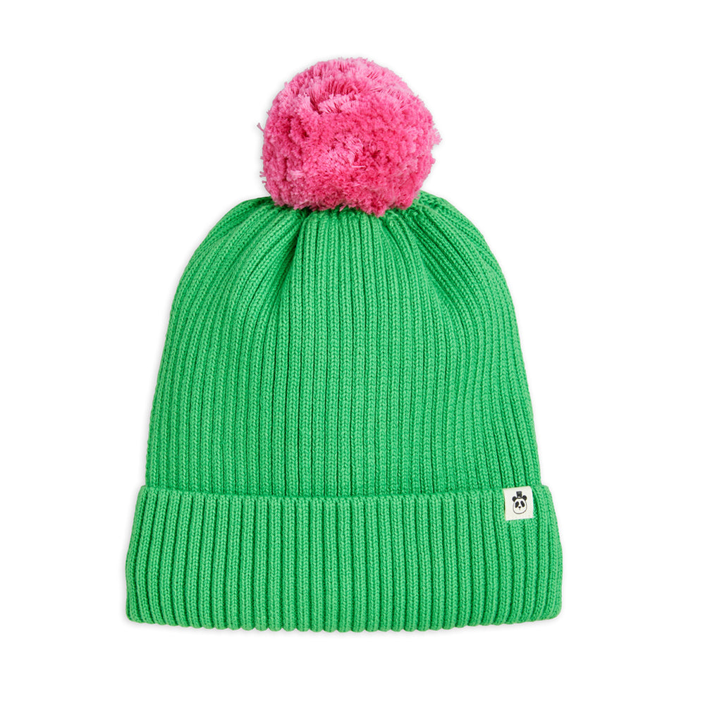 
            
                Load image into Gallery viewer, Green PomPom Knitted Beanie by Mini Rodini
            
        