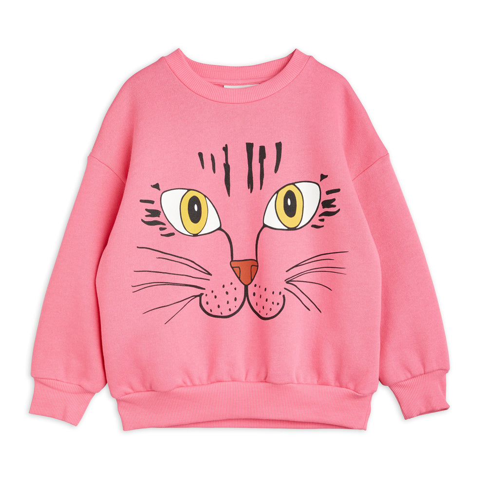 Pink Cat Face Sweatshirt by Mini Rodini