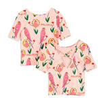 Pink Parrots Ballet Tee by Mini Rodini
