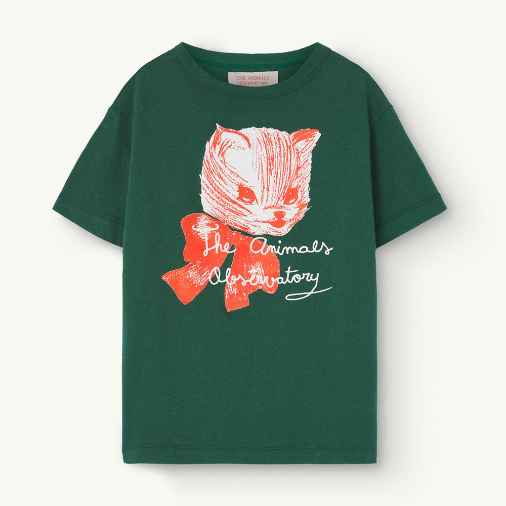 Rooster Kids Tee Green Cat by The Animals Observatory