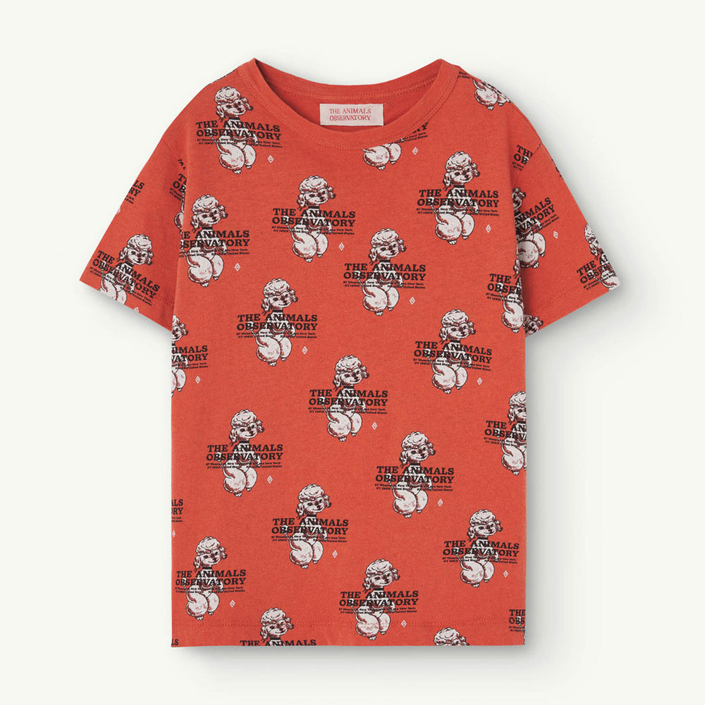 
            
                Load image into Gallery viewer, Rooster Kids Tee Red All Over Poodle by The Animals Observatory
            
        