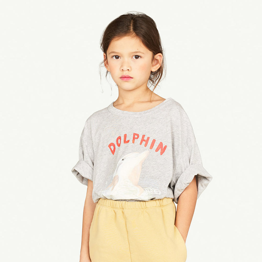 Rooster Oversize Kids Tee Grey Dolphin by The Animals Observatory