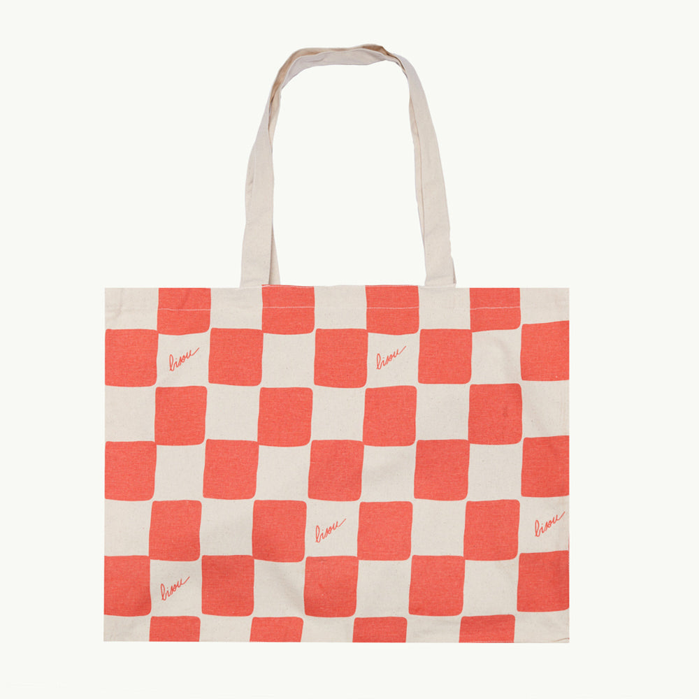 Red Checkered Tote Bag by Mathilde Cabanas