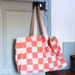 Red Checkered Tote Bag by Mathilde Cabanas